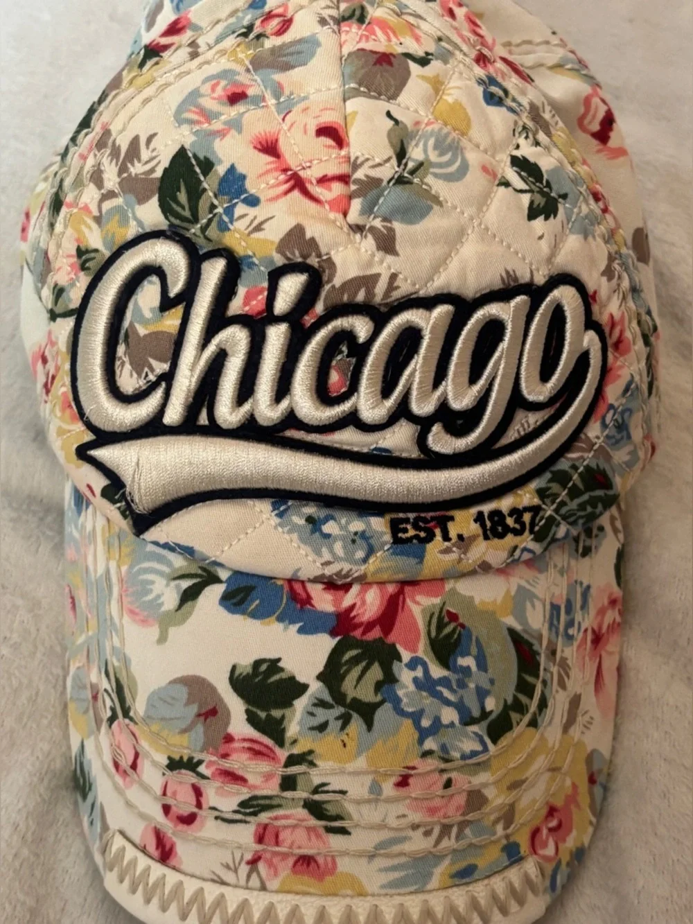 Chicago Floral Baseball Cap Robin Ruth Adjustable Strapback Hat - Picture 2 of 6